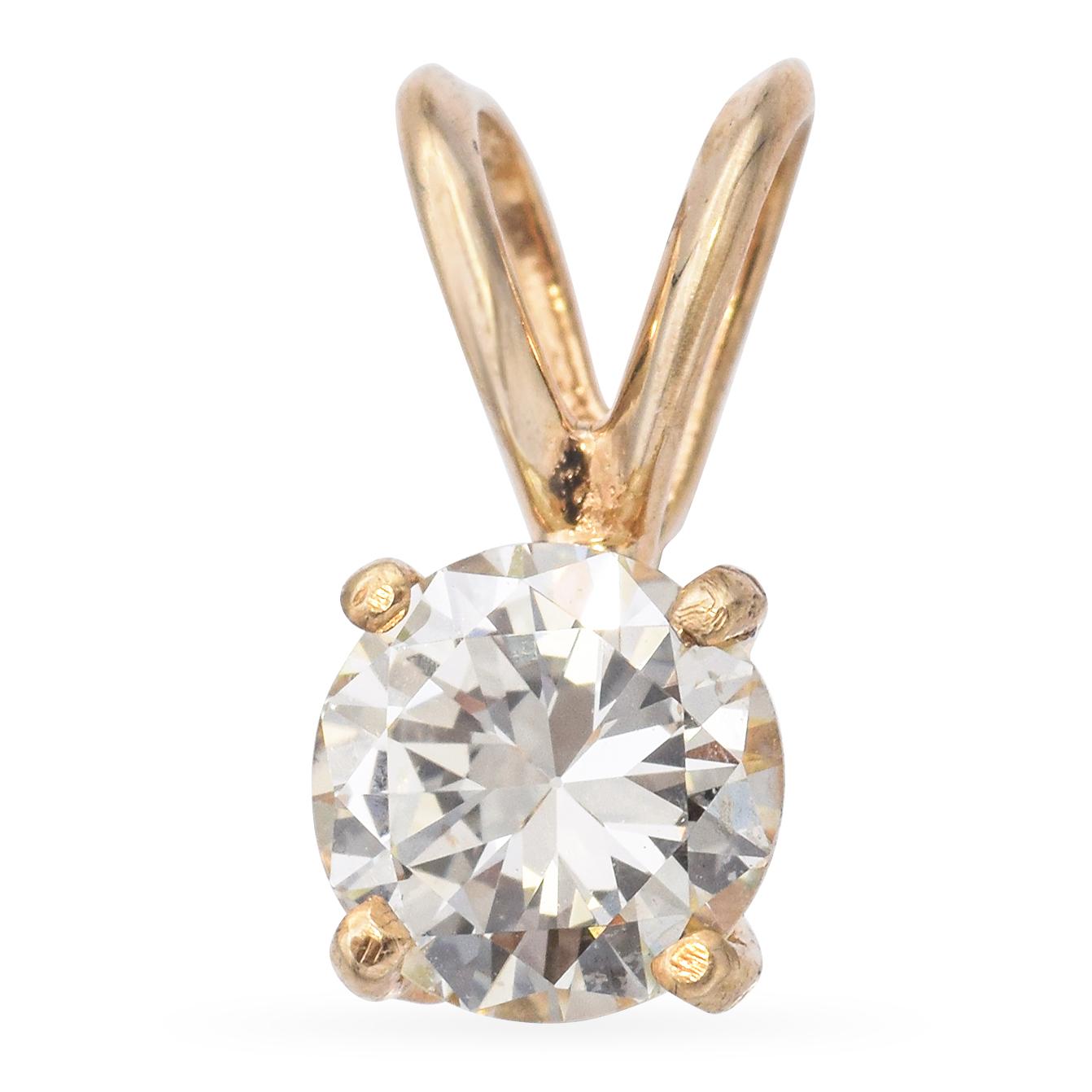 Yellow Gold .70ct Diamond Solitaire Pendant