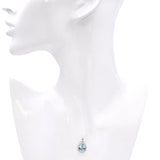 14k White Gold Topaz and Diamond Halo Drop Pendant