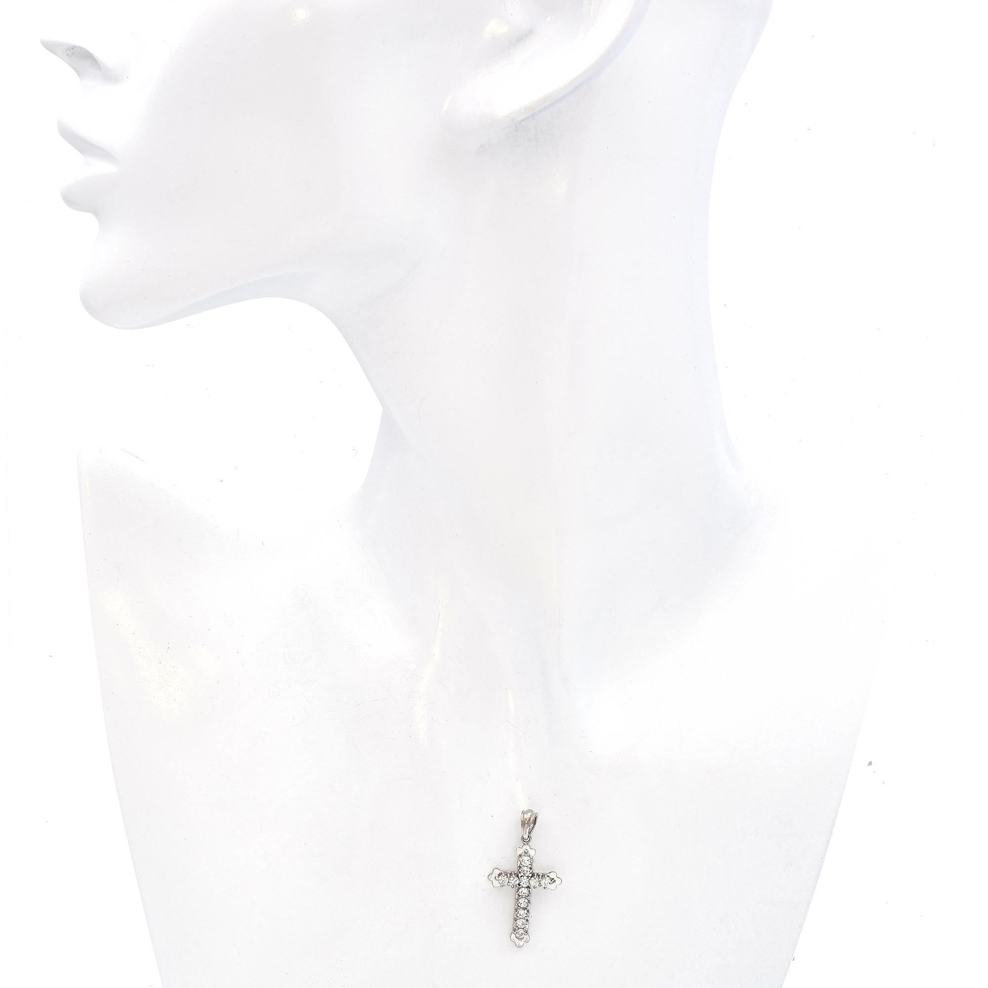 Vintage White Gold Diamond Cross Pendant