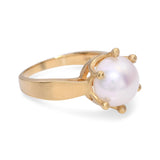 Vintage 18k Yellow Gold Pearl 10mm Pearl Ring