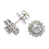 Vintage 8k White Gold 2.0tcw J I1 Diamond Halo Stud Earrings