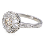 Antique 14k White Gold Old European Cut Chocolate & White Diamond Halo Ring