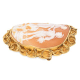 Antique 17K Yellow Gold Perseus Leading Andromeda Shell Cameo Brooch