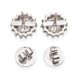 Vintage 8k White Gold 2.0tcw J I1 Diamond Halo Stud Earrings