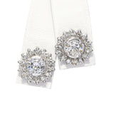 Vintage 8k White Gold 2.0tcw J I1 Diamond Halo Stud Earrings