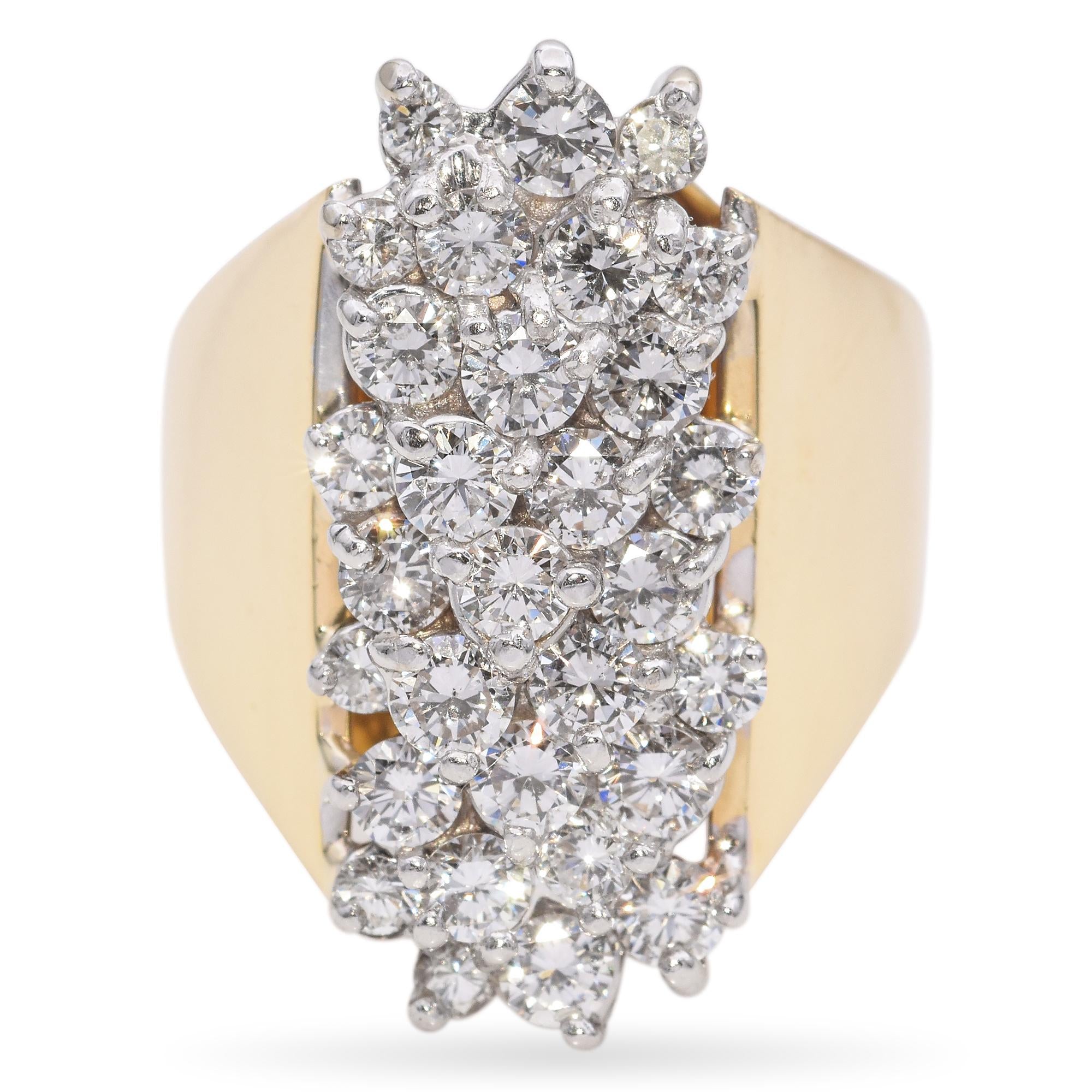 Vintage 18k Yellow Gold Diamond Cluster Ring – Blue Ribbon Rarities