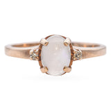 Vintage 10k Yellow Gold Moonstone with Accent Diamonds Ring