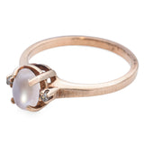 Vintage 10k Yellow Gold Moonstone with Accent Diamonds Ring