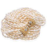 Vintage Cardow Pearl Necklace with 14K Yellow Gold Diamond  Lion's Head Clasp