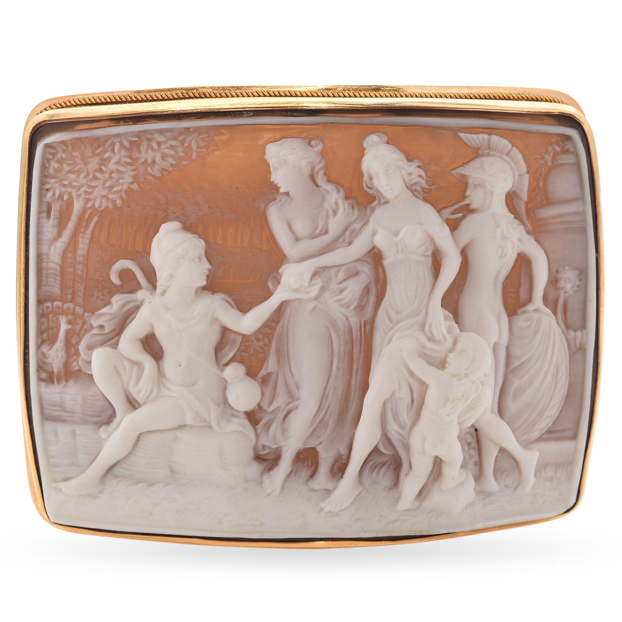 Vintage G Noto "Judgement of Paris (Picking Venus)" Yellow Gold Brooch