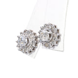 Vintage 8k White Gold 2.0tcw J I1 Diamond Halo Stud Earrings