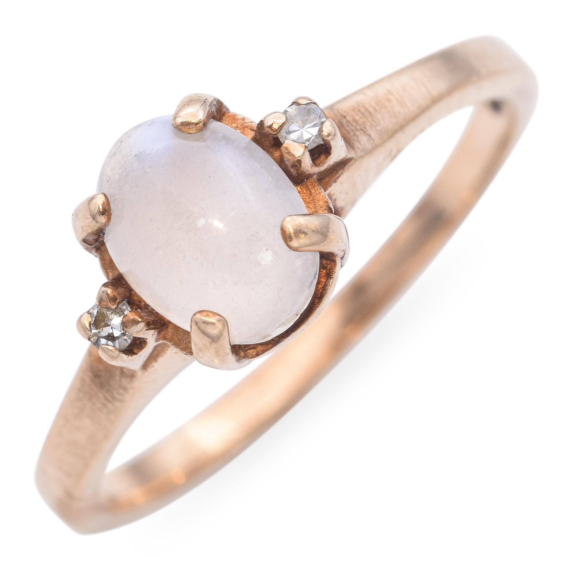 Vintage 10k Yellow Gold Moonstone with Accent Diamonds Ring