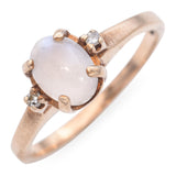 Vintage 10k Yellow Gold Moonstone with Accent Diamonds Ring