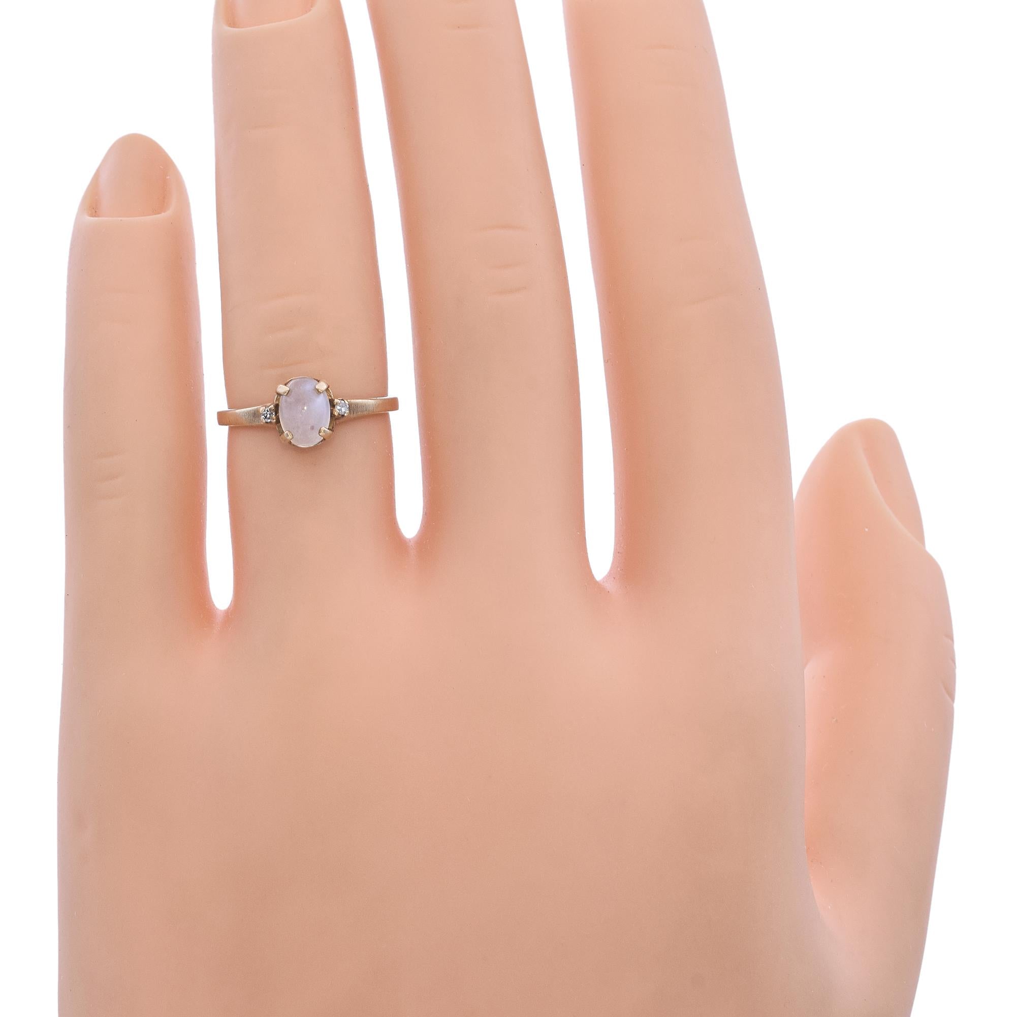 Vintage 10k Yellow Gold Moonstone with Accent Diamonds Ring