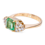 Vintage 18k Yellow Gold 1.42ct Colombian Emerald and Diamond Ring