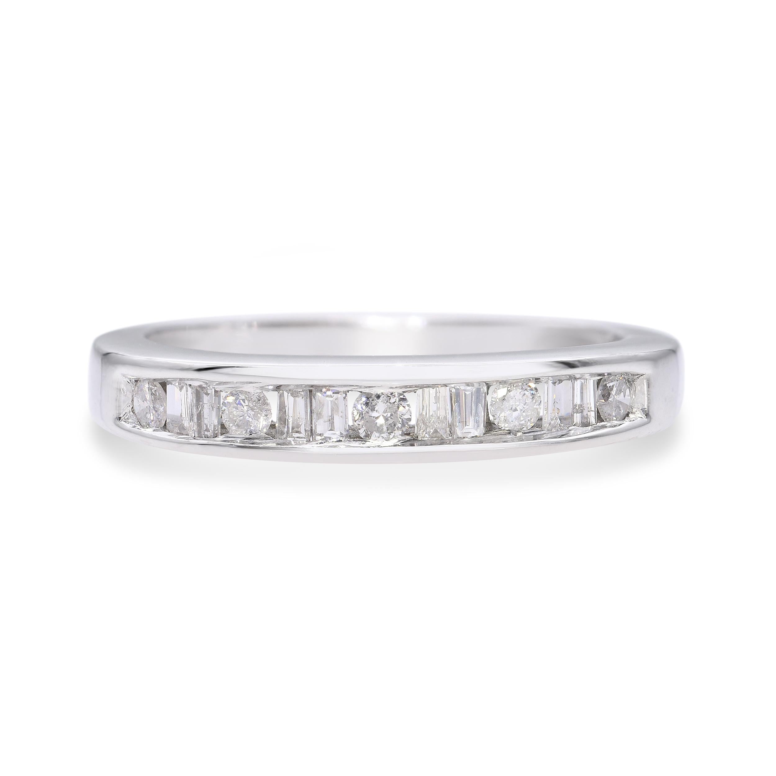 Vintage 14k White Gold Diamond Half Band Ring