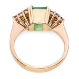 Vintage 18k Yellow Gold 1.42ct Colombian Emerald and Diamond Ring