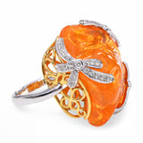 18k Two Tone Gold 26.76ct Fire Opal and Diamond Ring