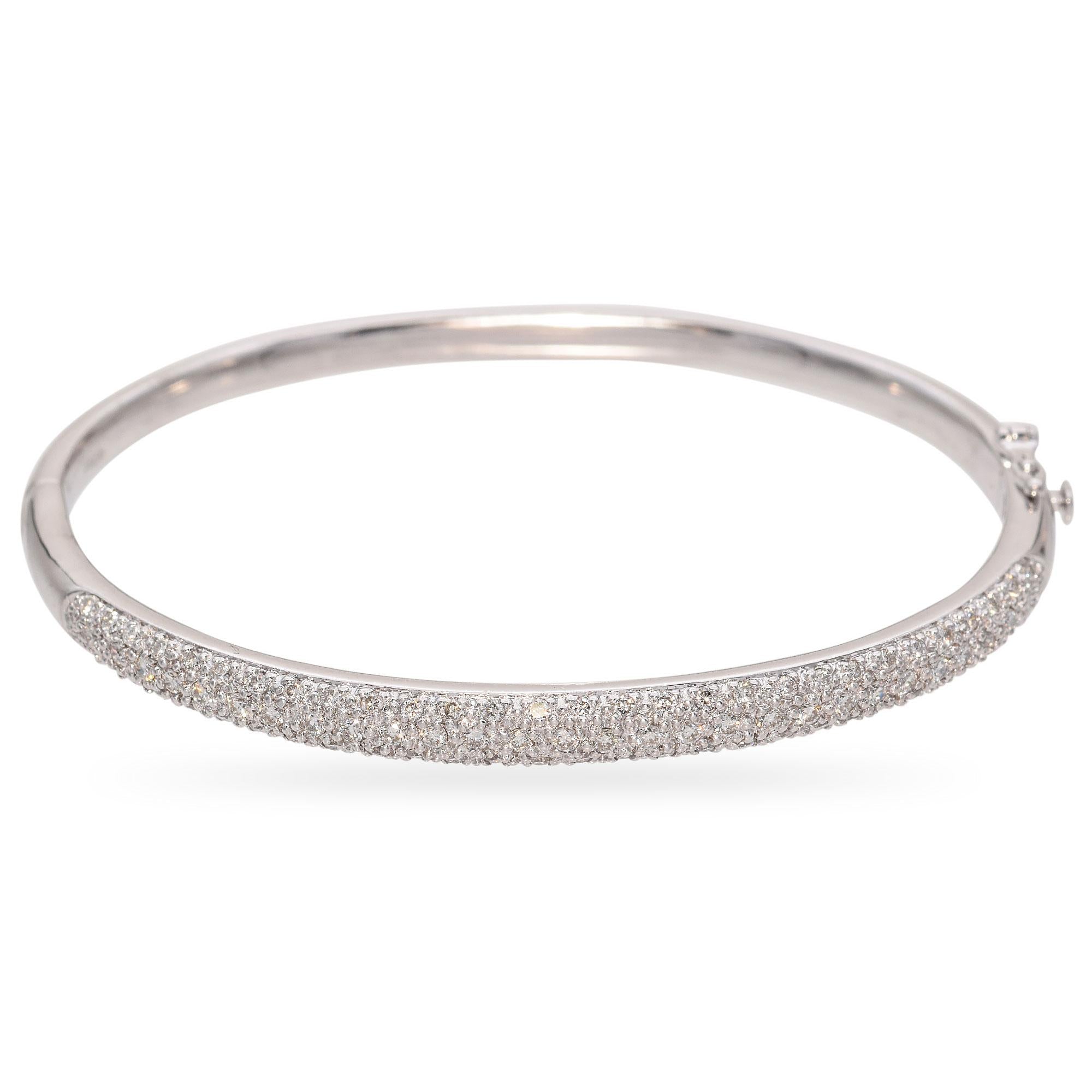 Vintage Platinum and Diamond Hinged Bangle
