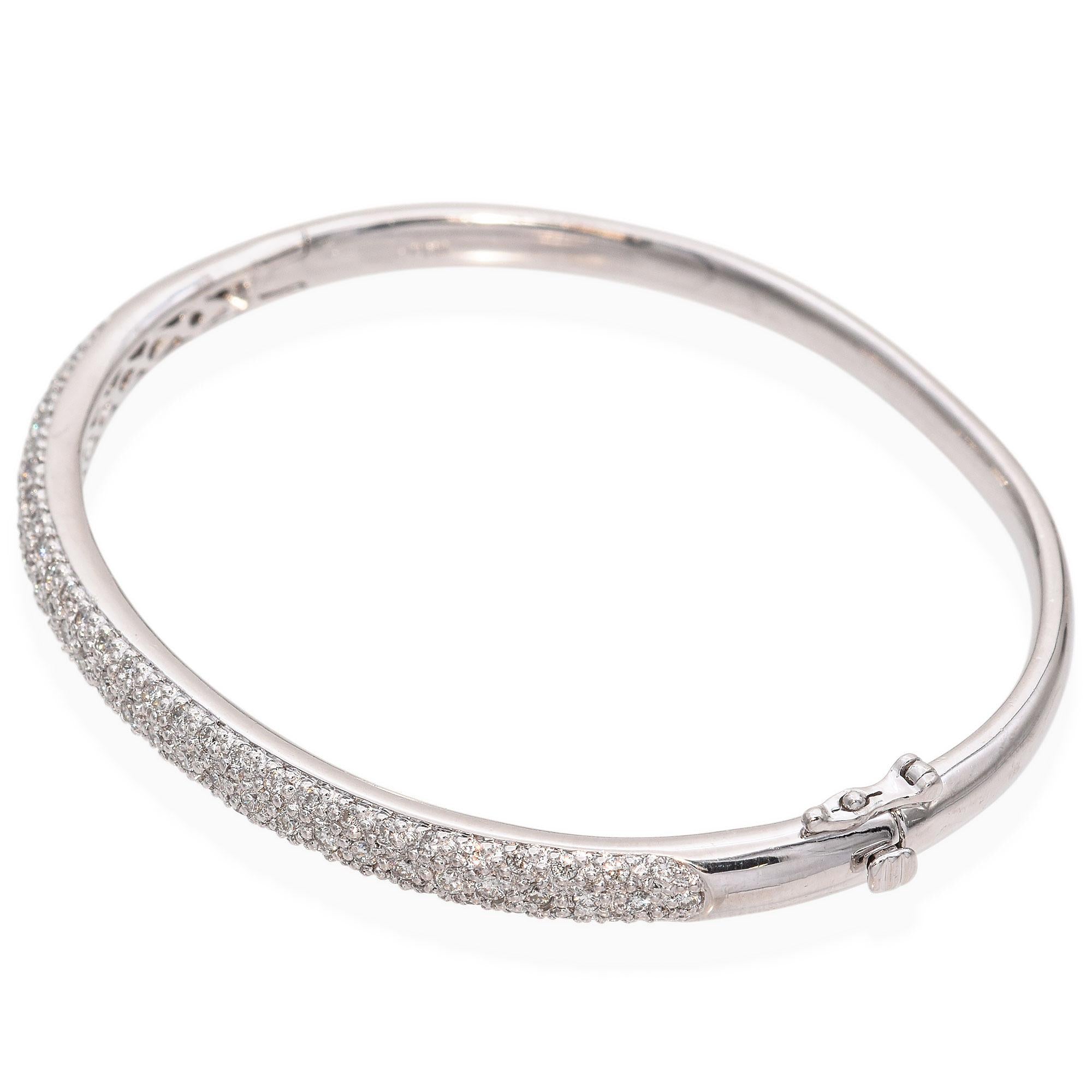 Vintage Platinum and Diamond Hinged Bangle