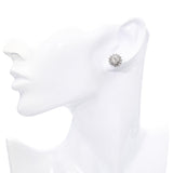 Vintage 8k White Gold 2.0tcw J I1 Diamond Halo Stud Earrings
