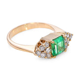 Vintage 18k Yellow Gold 1.42ct Colombian Emerald and Diamond Ring
