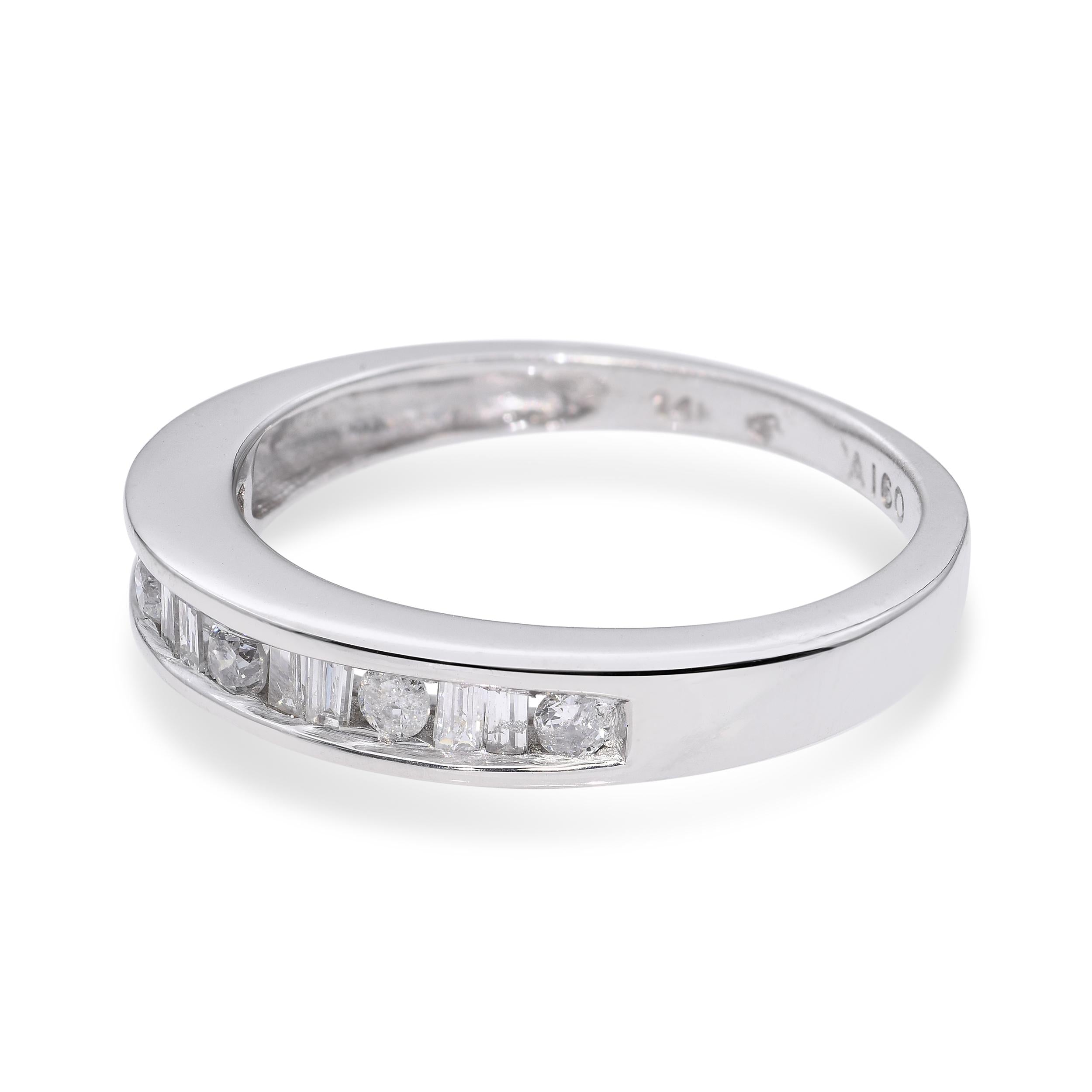 Vintage 14k White Gold Diamond Half Band Ring