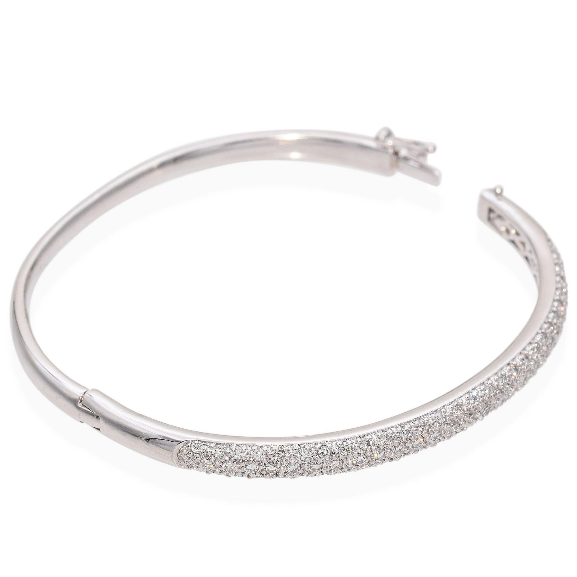 Vintage Platinum and Diamond Hinged Bangle