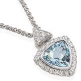 Vintage 14k White Gold Aquamarine and Diamond Necklace