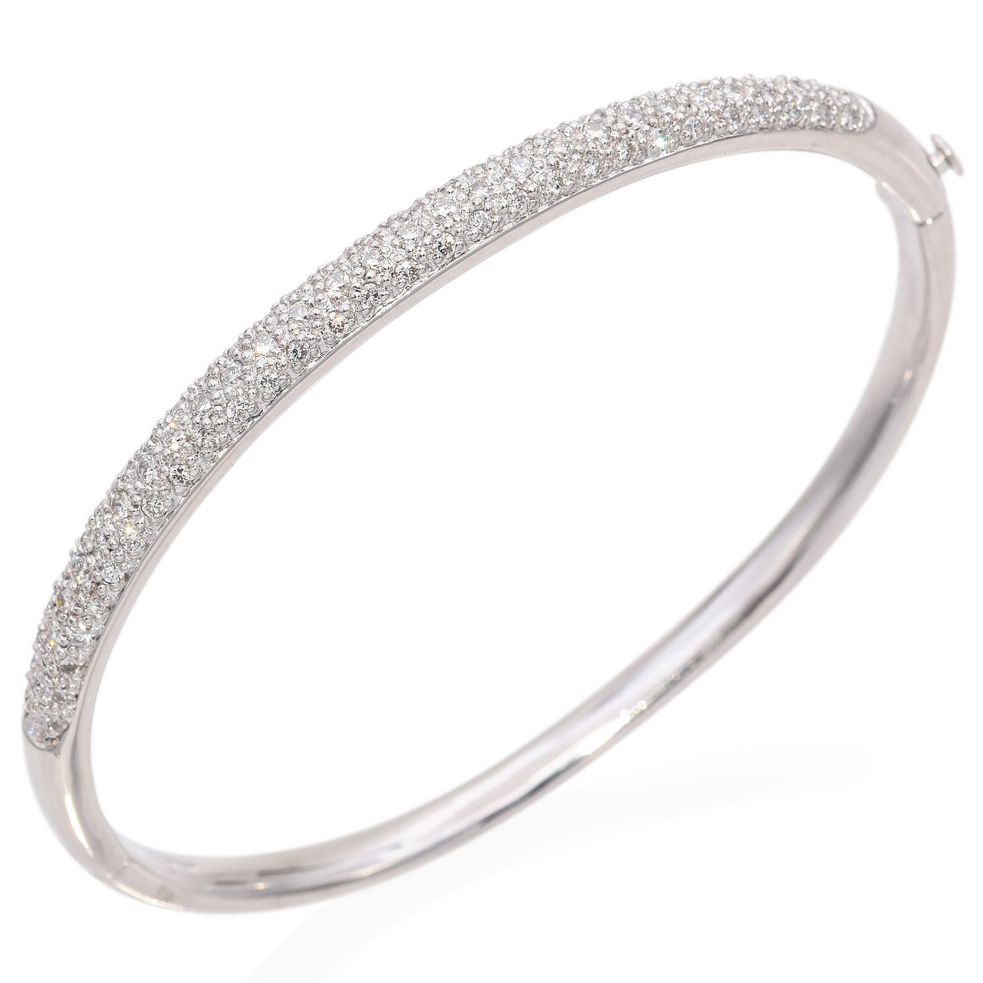 Vintage Platinum and Diamond Hinged Bangle
