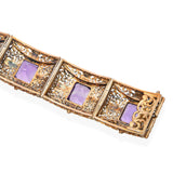 Antique 12k Yellow Gold Amethyst 28.56tcw Filigree Motif Decorative Bracelet