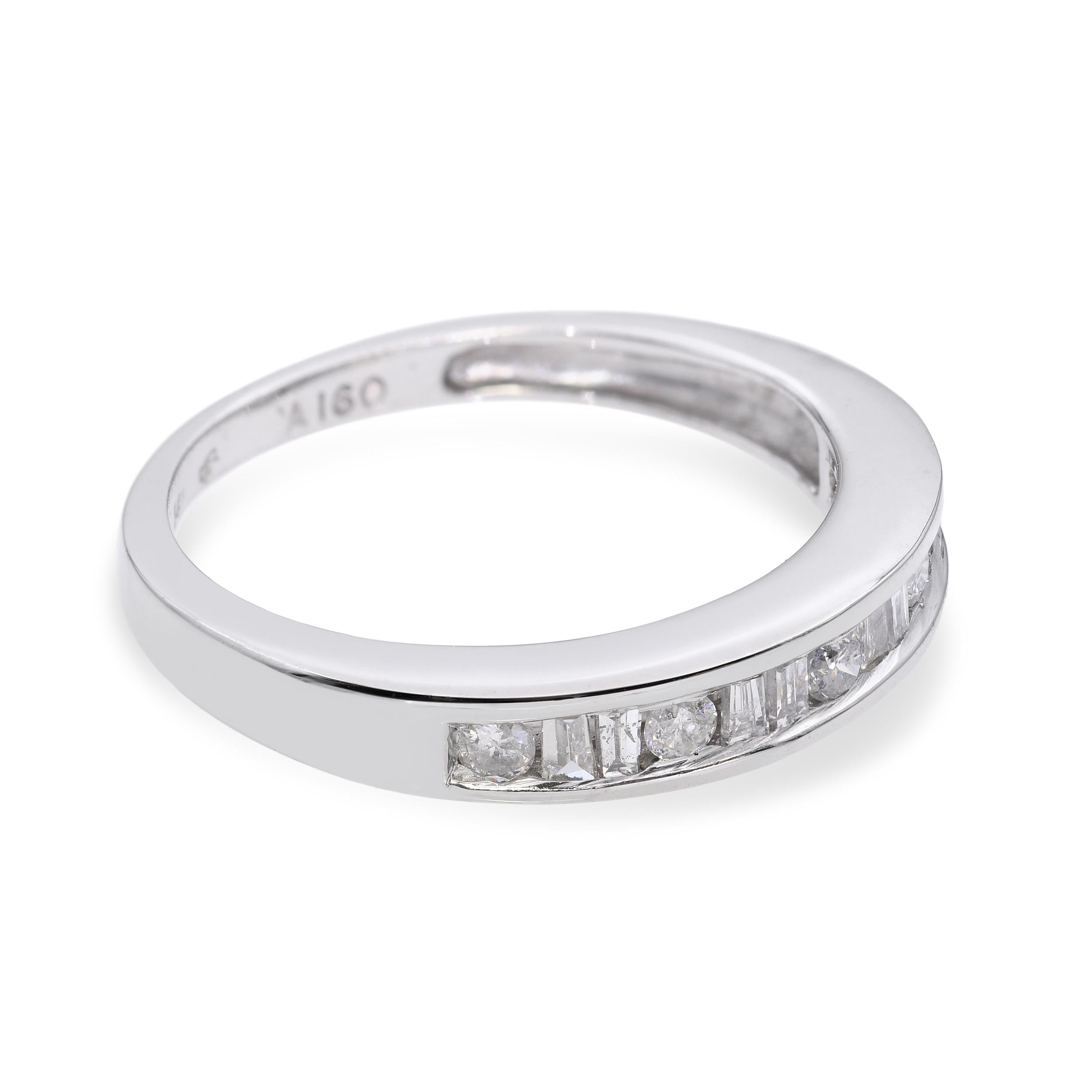 Vintage 14k White Gold Diamond Half Band Ring