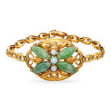 Antique 18k Yellow Gold Jade and Opal Butterfly Bracelet