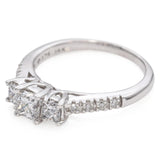 Vintage 14k White Gold 0.68tcw 3-Strone Diamond Engagement Ring