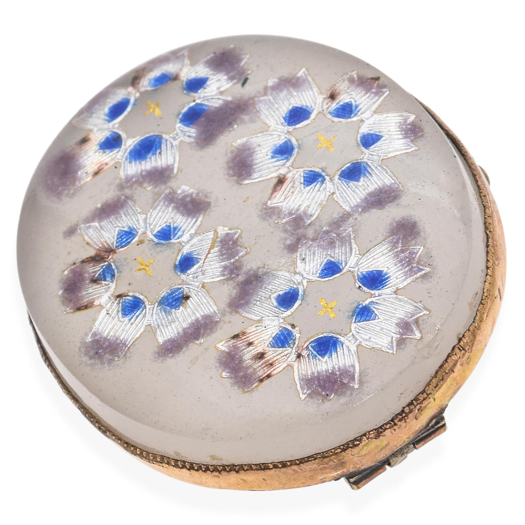 Antique Gold Vermeil Enameled Glass Brooch