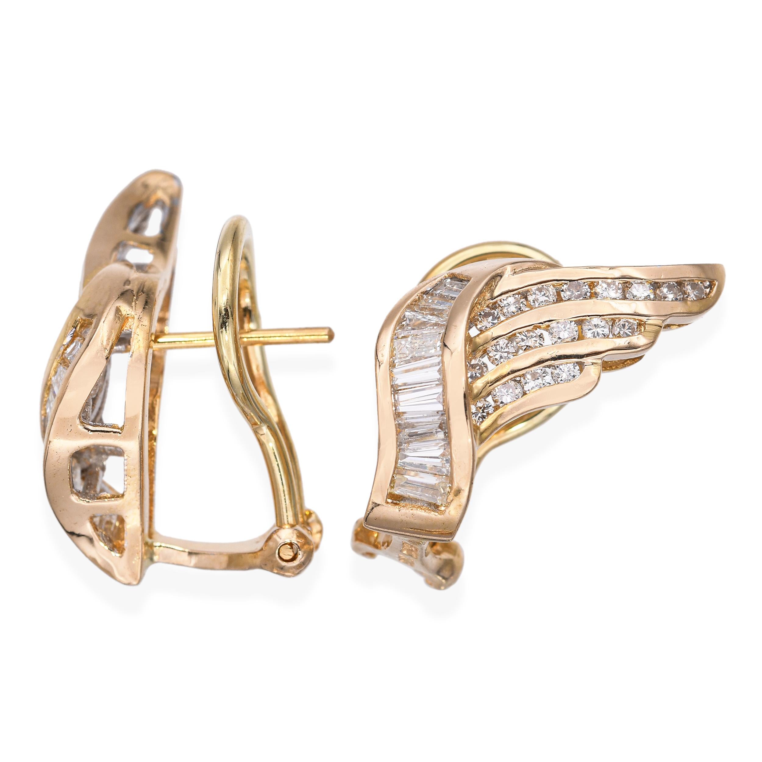 18k Yellow Gold Diamond Winged Earrings