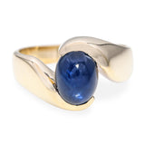 Vintage 14k Yellow Gold 2.01ct Blue Star Sapphire Bypass Ring