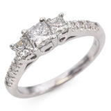 Vintage 14k White Gold 0.68tcw 3-Strone Diamond Engagement Ring