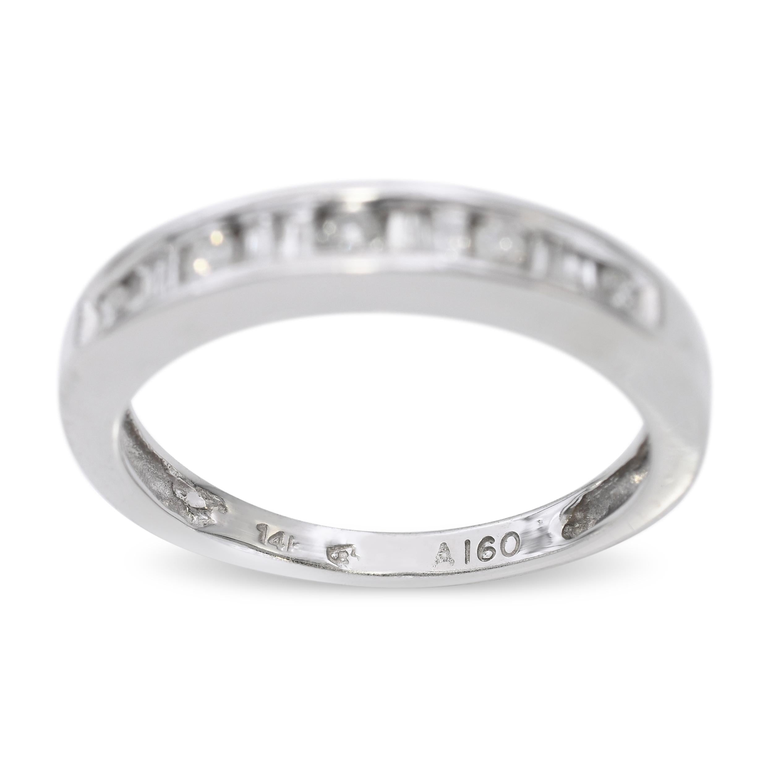 Vintage 14k White Gold Diamond Half Band Ring