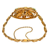 Antique 18k Yellow Gold Jade and Opal Butterfly Bracelet