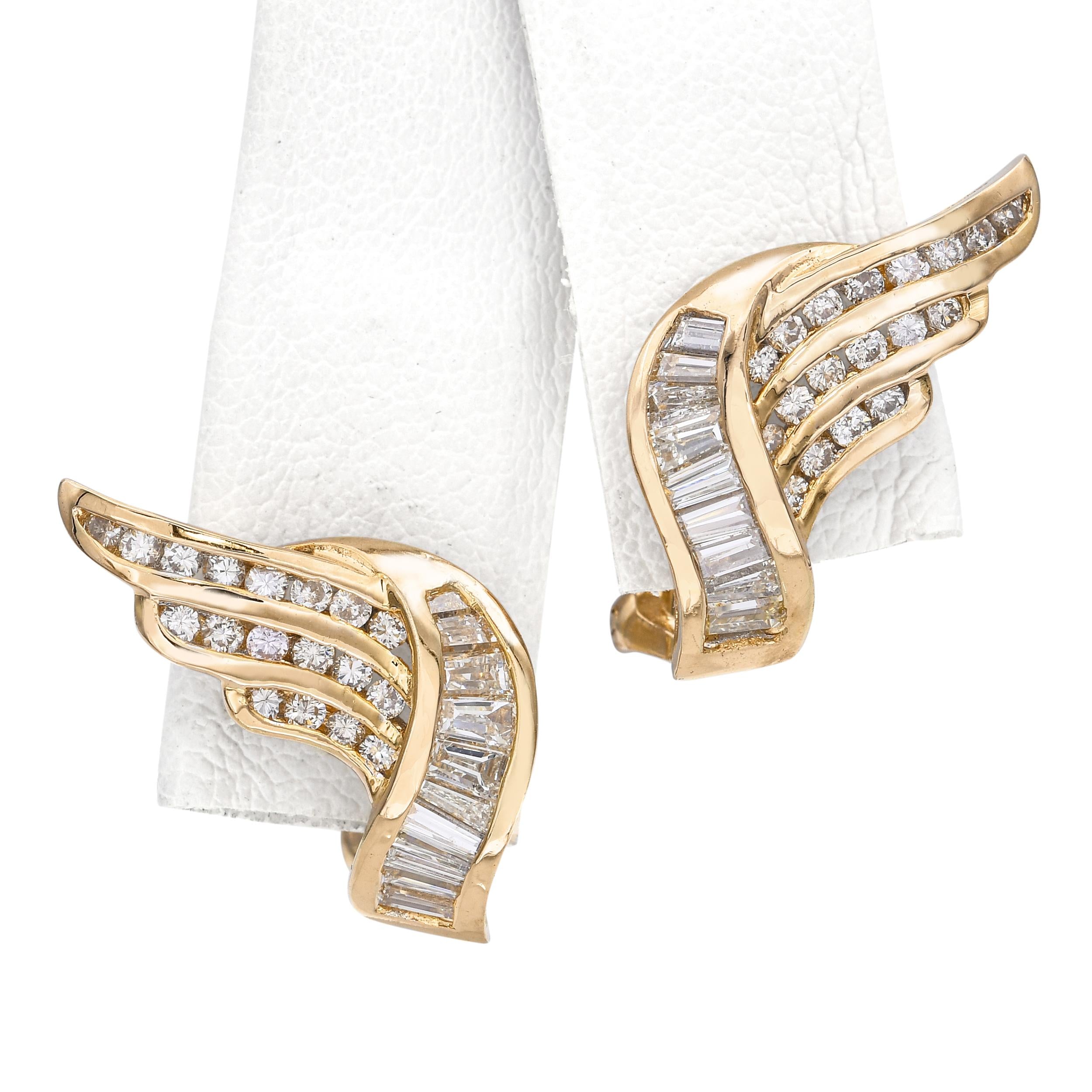 18k Yellow Gold Diamond Winged Earrings