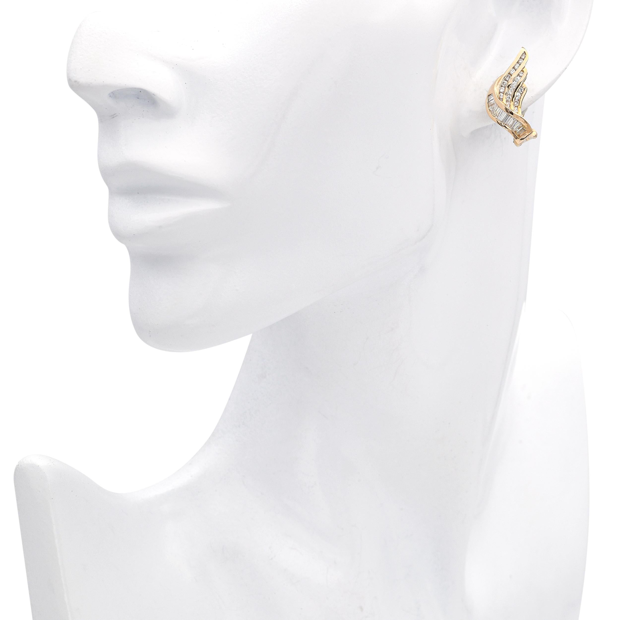 18k Yellow Gold Diamond Winged Earrings