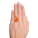 18k Two Tone Gold 26.76ct Fire Opal and Diamond Ring