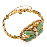 Antique 18k Yellow Gold Jade and Opal Butterfly Bracelet