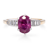 Vintage Two Tone 14k White and Yellow Gold 1.41ct Ruby and Diamond Ring