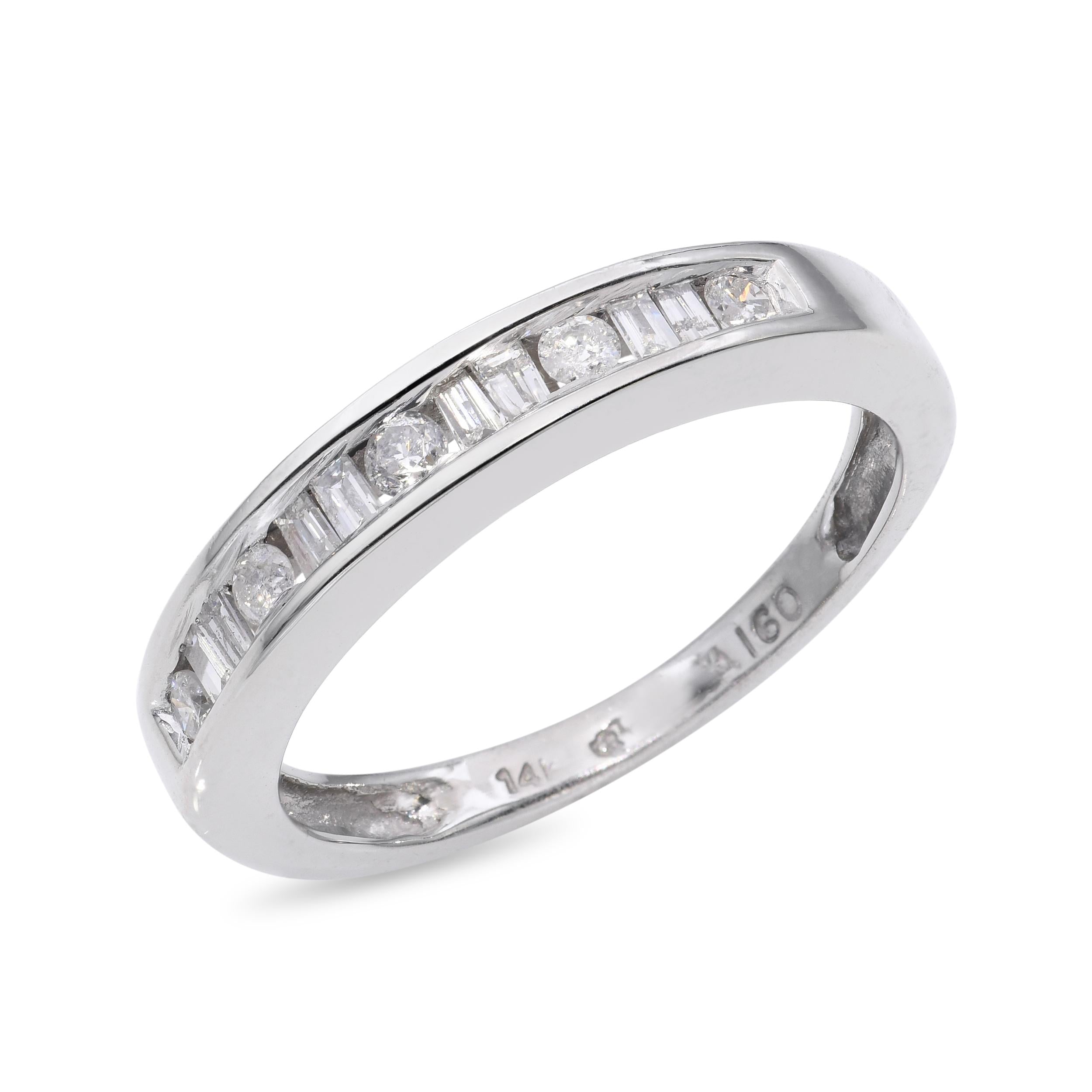 Vintage 14k White Gold Diamond Half Band Ring