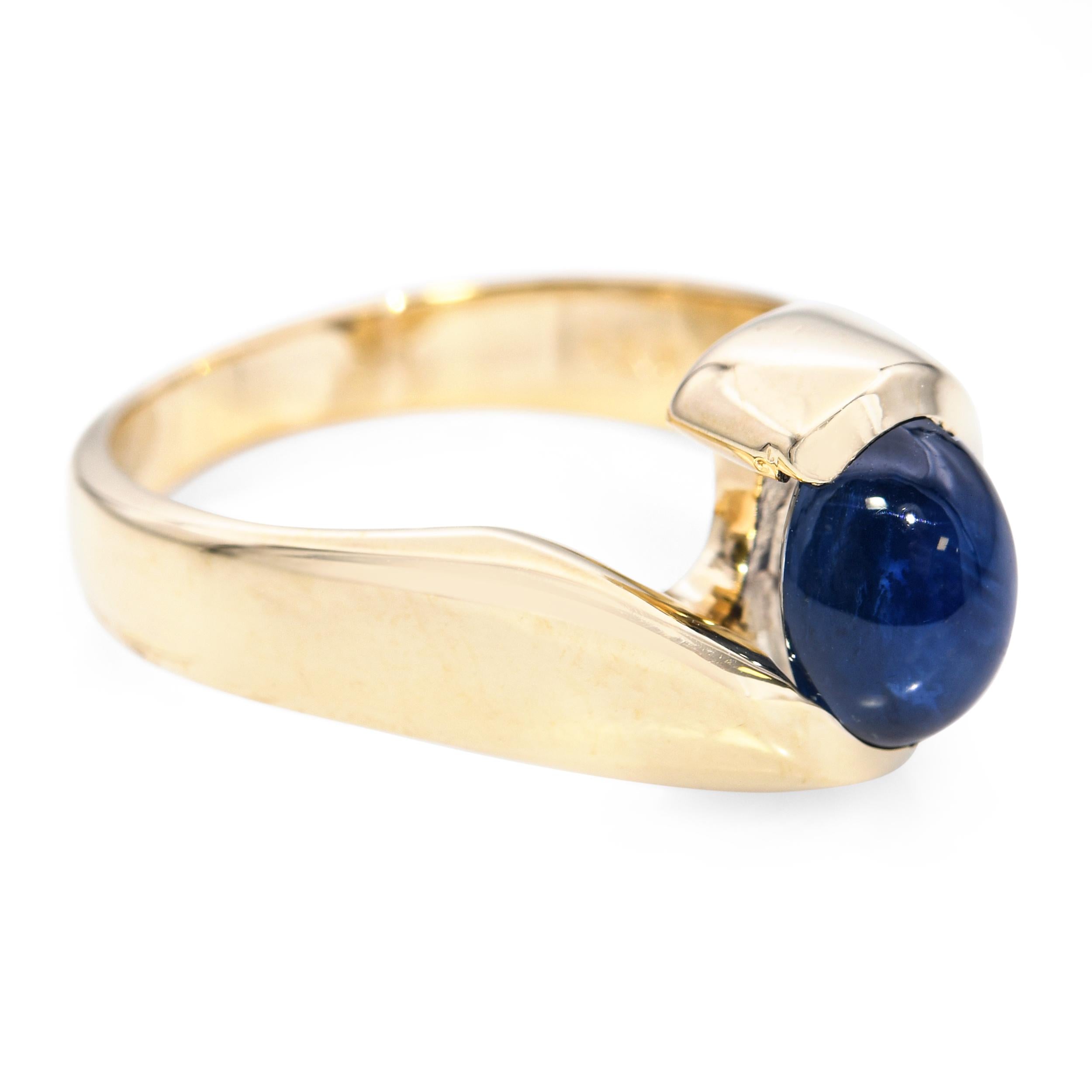 Vintage 14k Yellow Gold 2.01ct Blue Star Sapphire Bypass Ring