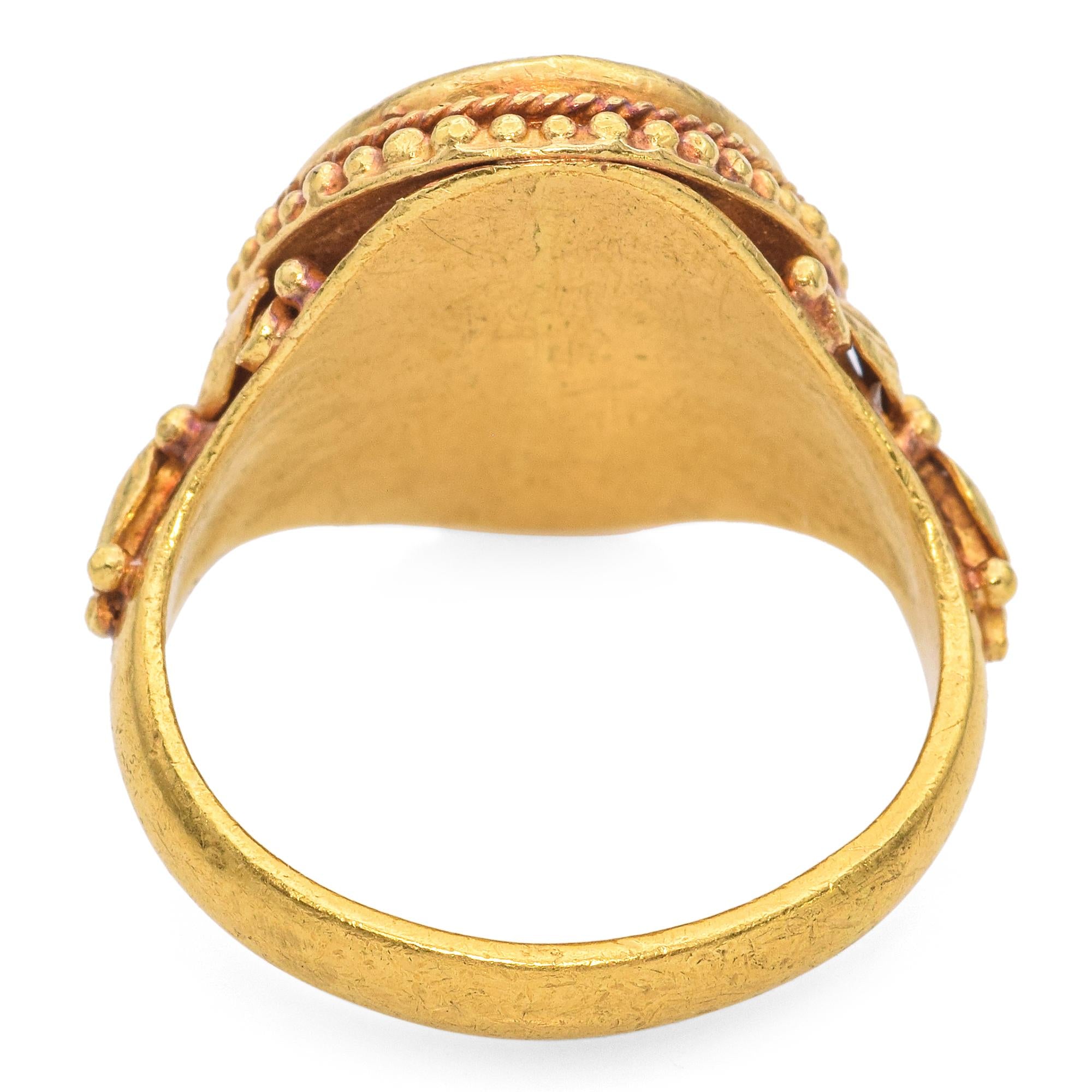 Antique 23k Yellow Gold Jadeite Cabochon Statement Ring