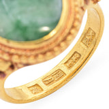 Antique 23k Yellow Gold Jadeite Cabochon Statement Ring
