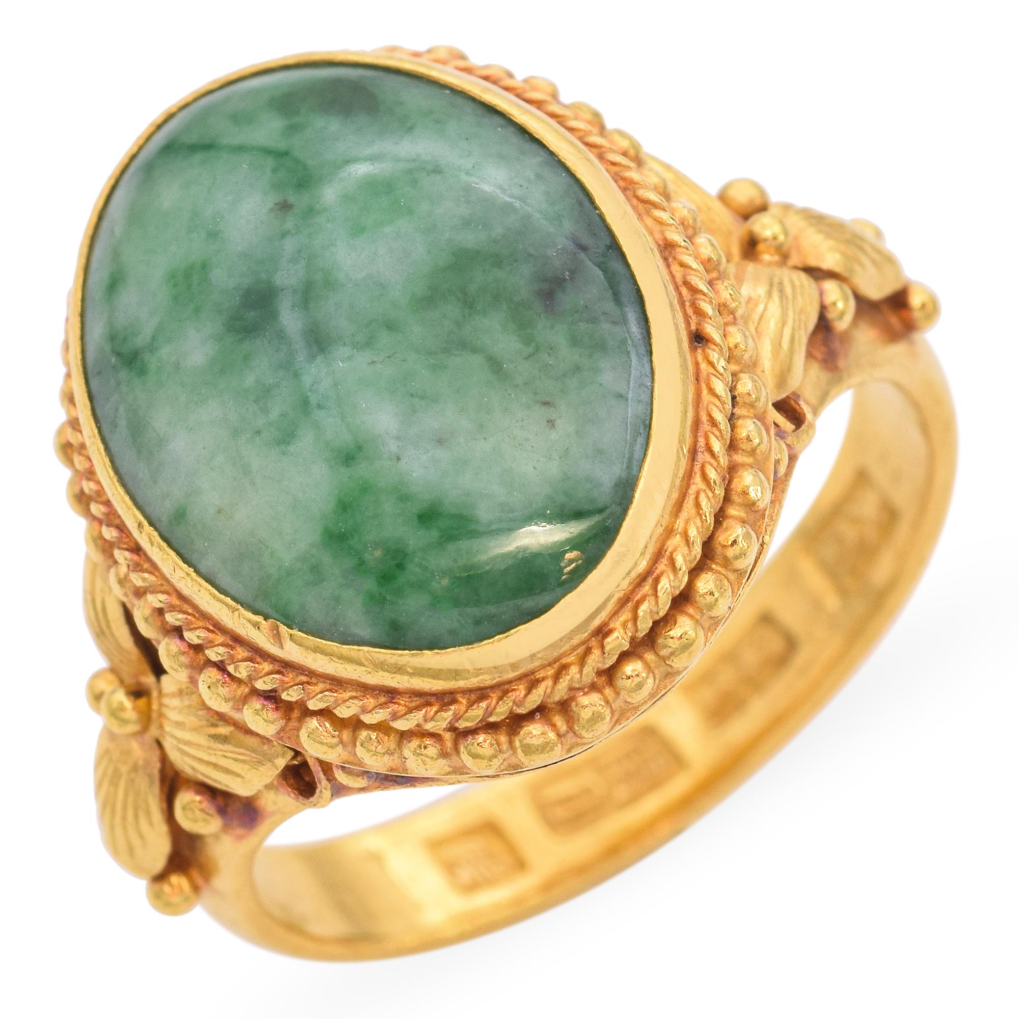 Antique 23k Yellow Gold Jadeite Cabochon Statement Ring